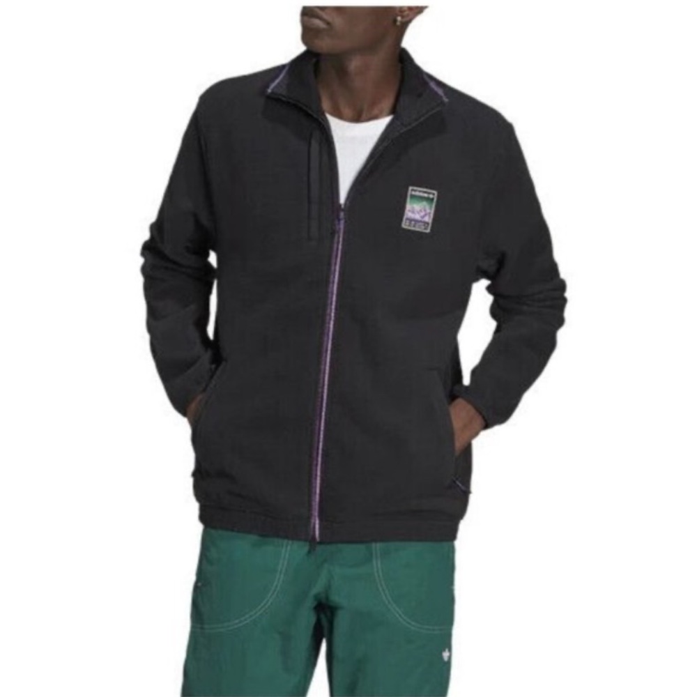 adidas Men's Adiplore Fleece Full-Zip Jacket GV0967 Black Size Medium.
